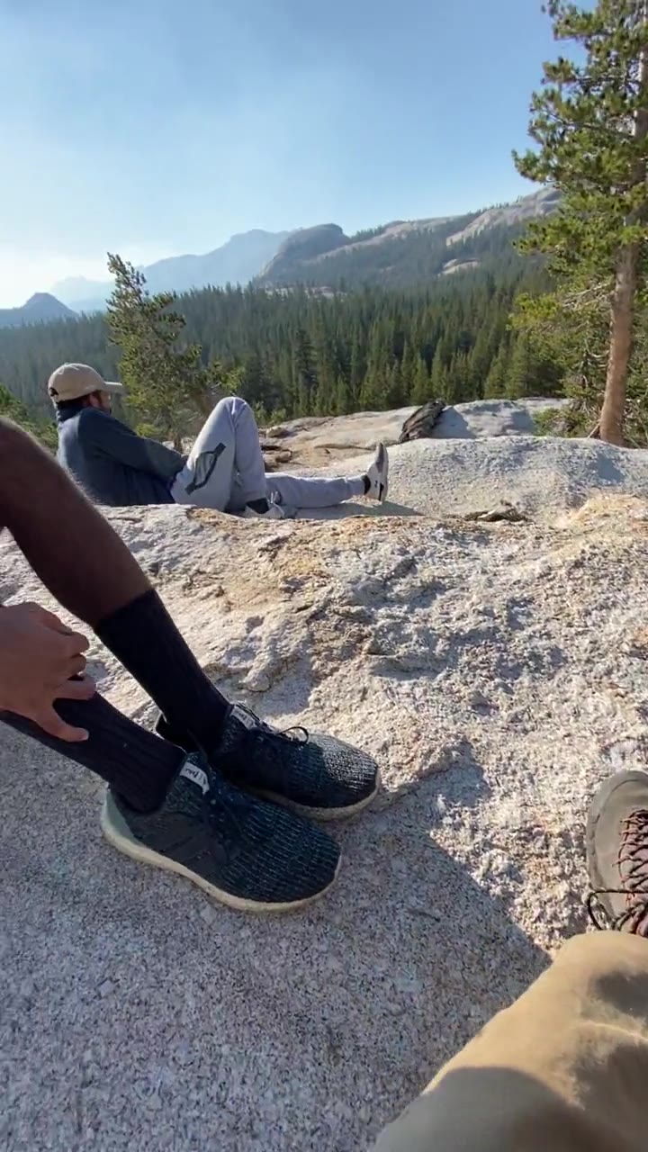 Sitting on a granite ledge with Shashik and Shaurya