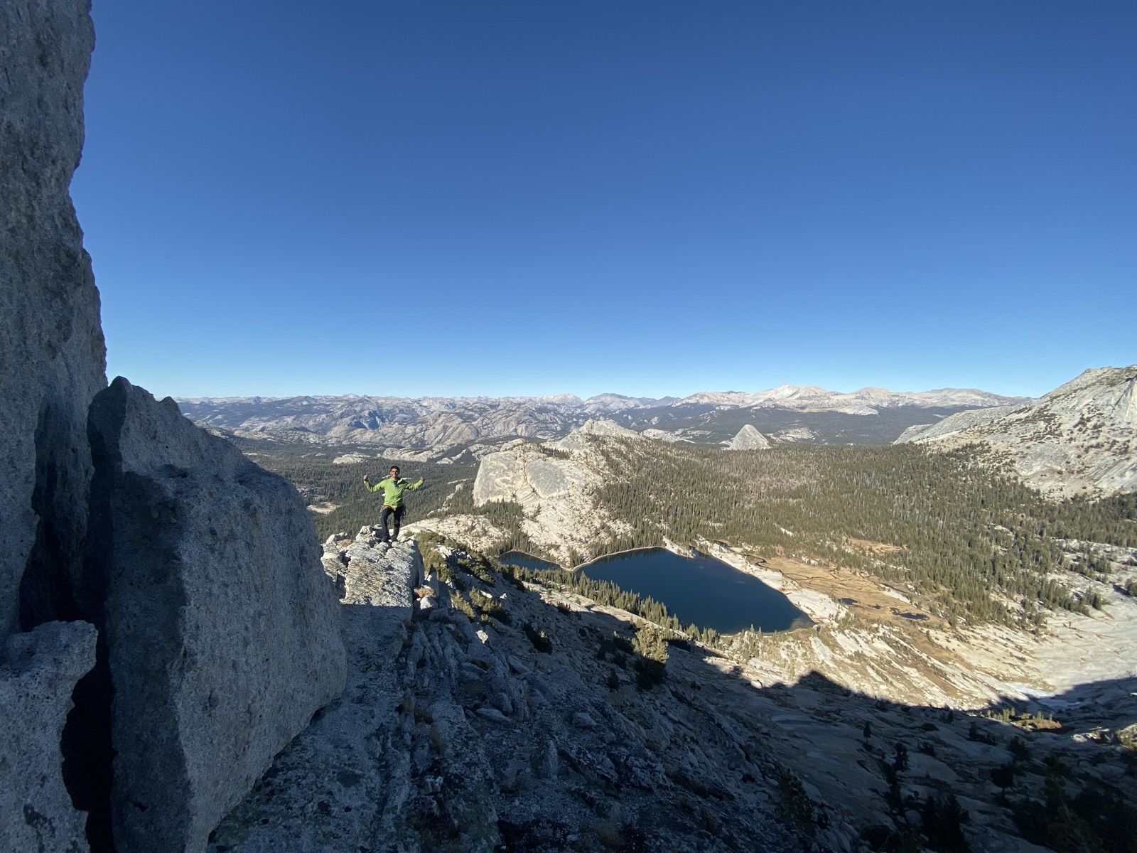 On the ridge of Tresidder Peak with the lake below