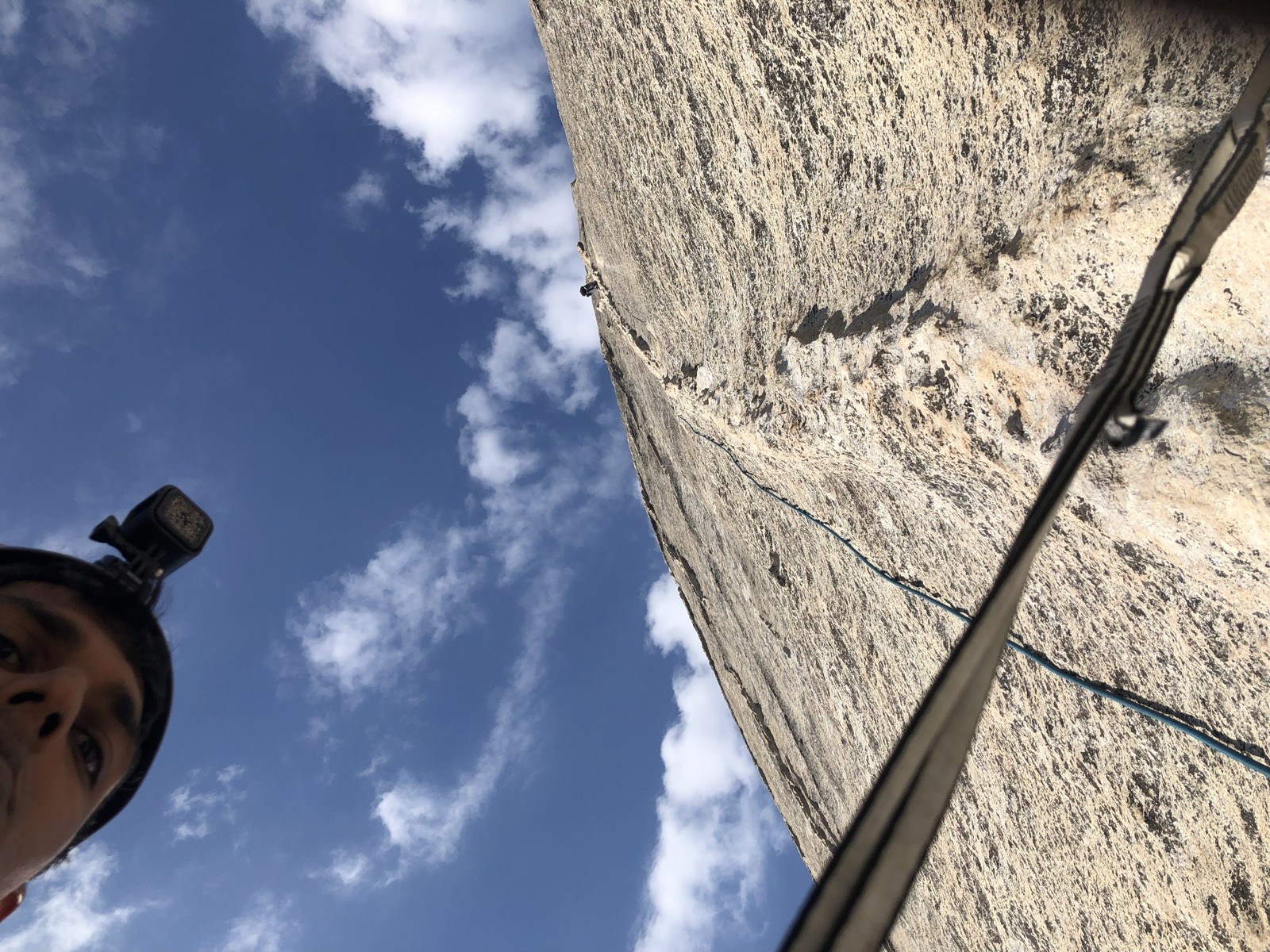 A ledge on the Washington Column, with a portaledge below