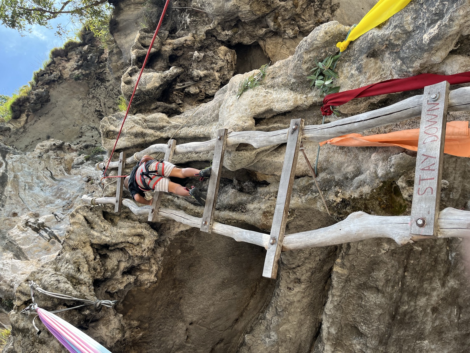 Fadeo loved climbing the Tonsai beach ladder